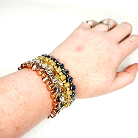 Set of Five Elastic Beaded Bracelets - Picture 3 of 8